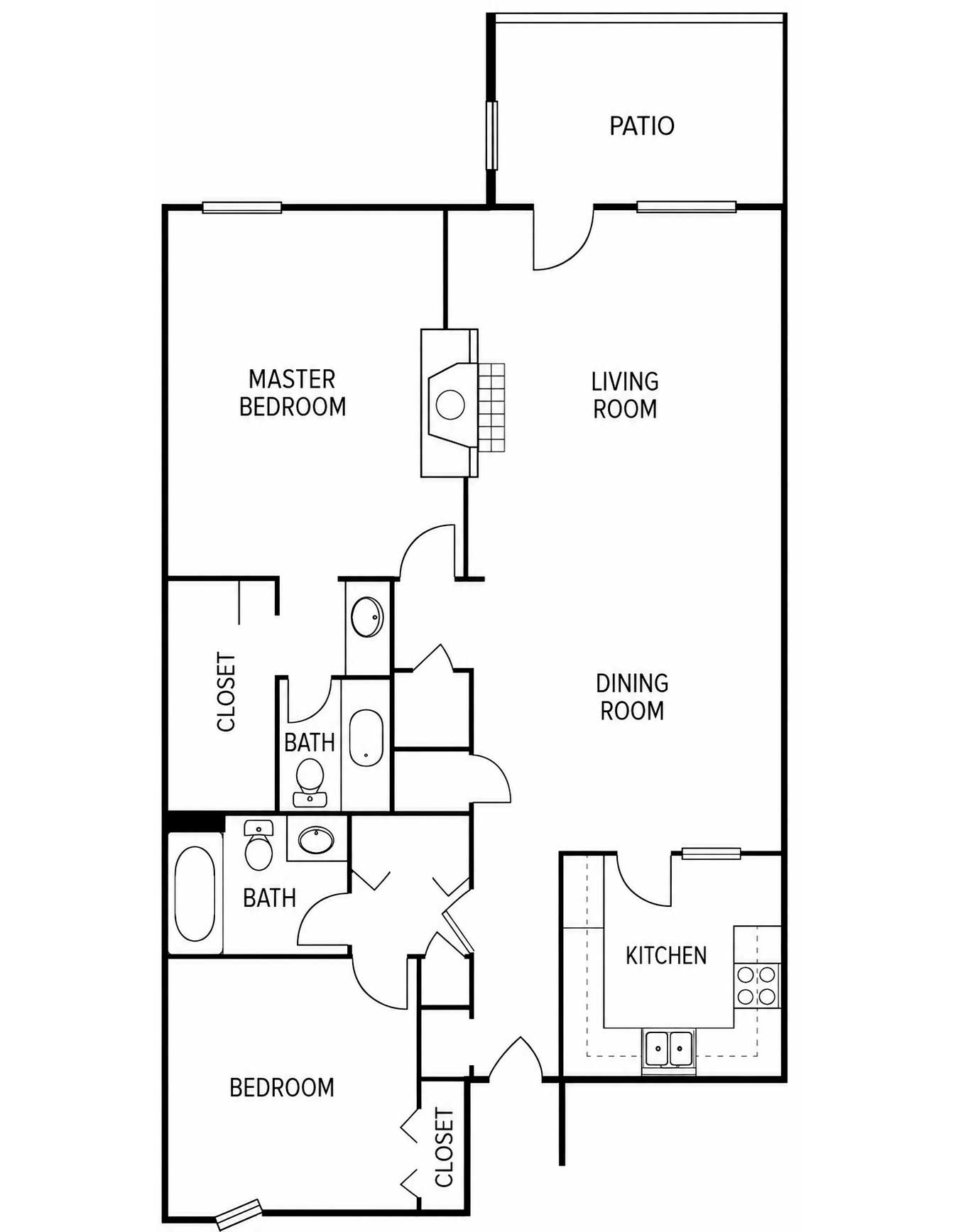 floorplan-pleasant-ridge-apartments-student-housing-quachita-2bedroom-2bathroom-1200sqft